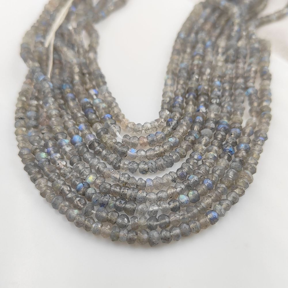 Genuine AAA Labradorite Faceted Rondelle Beads – 3mm Sparkling Gemstones