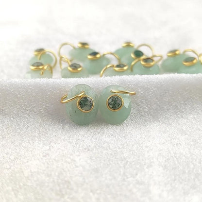 10x8mm Oval Amazonite Pendant Gold Plated 925 Silver Charms with Moss Agate for Healing & Spiritual Jewelry- Selling Per Piece