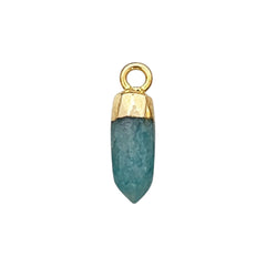 Amazonite Crystal Spike Pendant with Gold or Silver Cap Bohemian Gemstone Necklace Charm