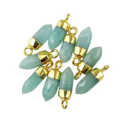Amazonite Crystal Spike Pendant with Gold or Silver Cap Bohemian Gemstone Necklace Charm