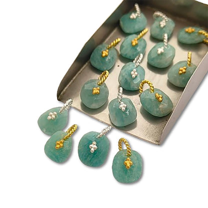 Amazonite Gemstone Pendant Freeform Crystal Jewelry Making Supply Twisted Bail Gold/Silver Plated Boho Necklace Charm
