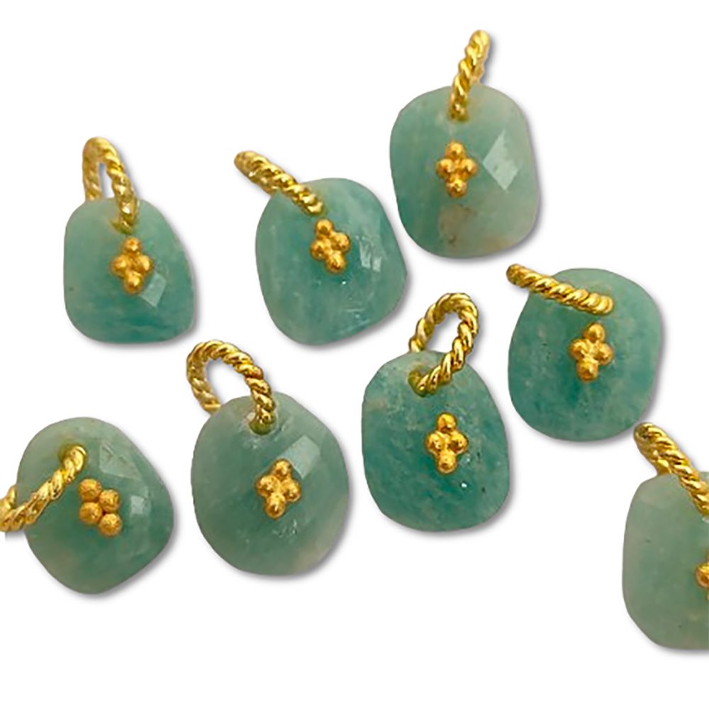 Amazonite Gemstone Pendant Freeform Crystal Jewelry Making Supply Twisted Bail Gold/Silver Plated Boho Necklace Charm