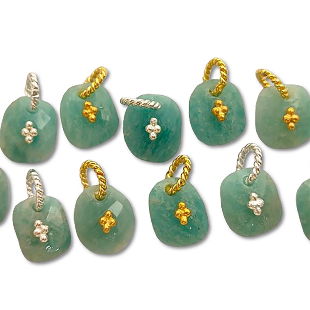 Amazonite Gemstone Pendant Freeform Crystal Jewelry Making Supply Twisted Bail Gold/Silver Plated Boho Necklace Charm