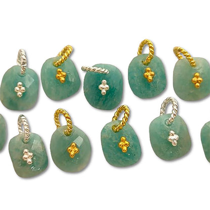Amazonite Gemstone Pendant Freeform Crystal Jewelry Making Supply Twisted Bail Gold/Silver Plated Boho Necklace Charm
