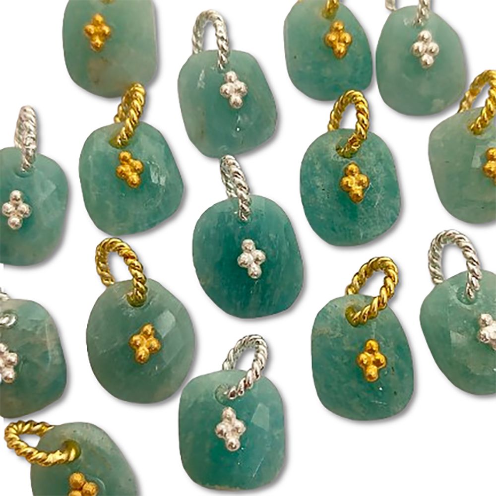 Amazonite Gemstone Pendant Freeform Crystal Jewelry Making Supply Twisted Bail Gold/Silver Plated Boho Necklace Charm