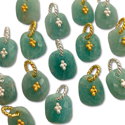Amazonite Gemstone Pendant Freeform Crystal Jewelry Making Supply Twisted Bail Gold/Silver Plated Boho Necklace Charm