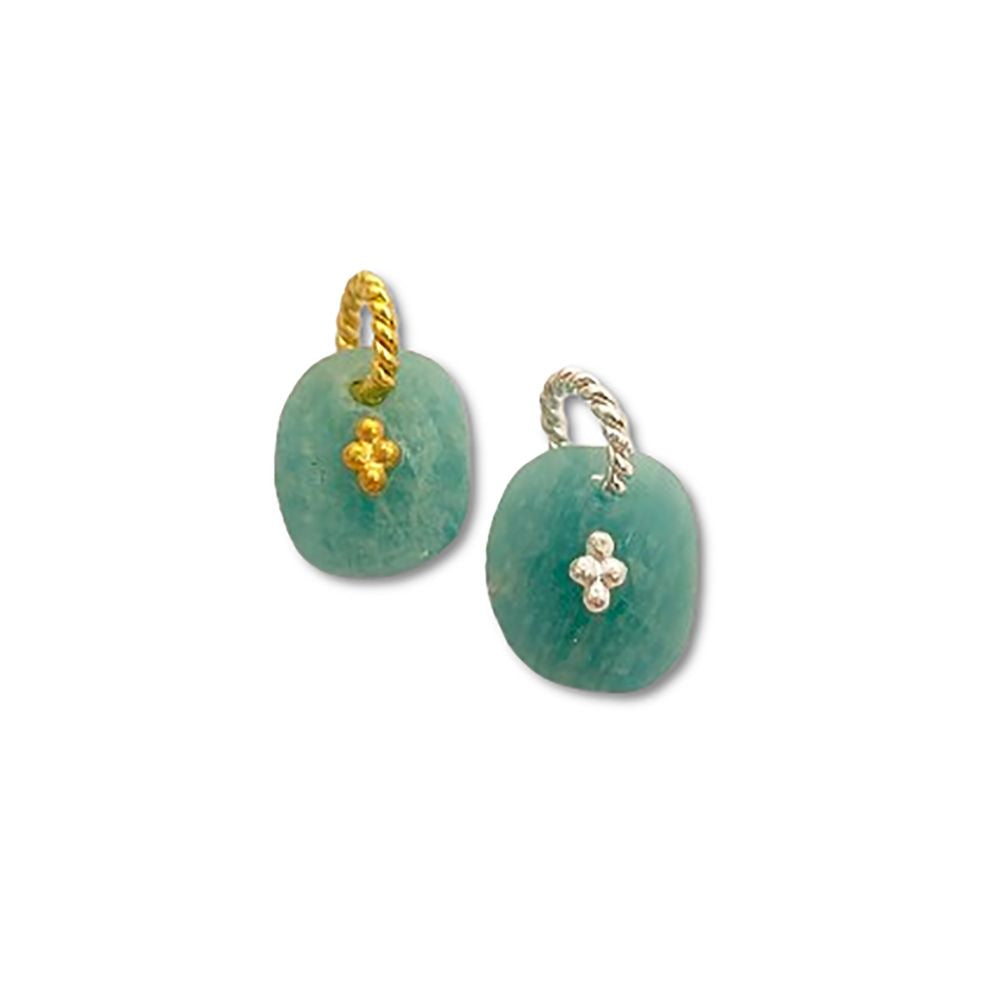 Amazonite Gemstone Pendant Freeform Crystal Jewelry Making Supply Twisted Bail Gold/Silver Plated Boho Necklace Charm