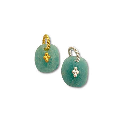 Amazonite Gemstone Pendant Freeform Crystal Jewelry Making Supply Twisted Bail Gold/Silver Plated Boho Necklace Charm