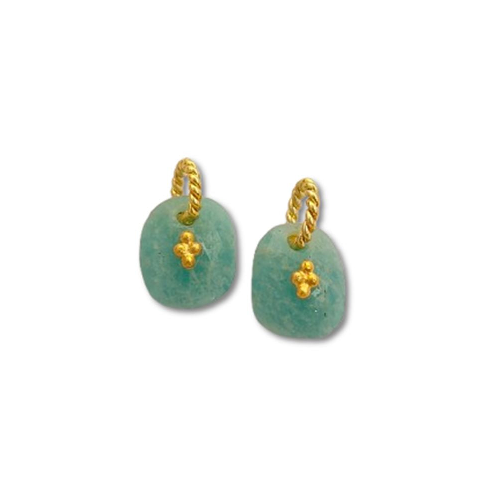 Amazonite Gemstone Pendant Freeform Crystal Jewelry Making Supply Twisted Bail Gold/Silver Plated Boho Necklace Charm