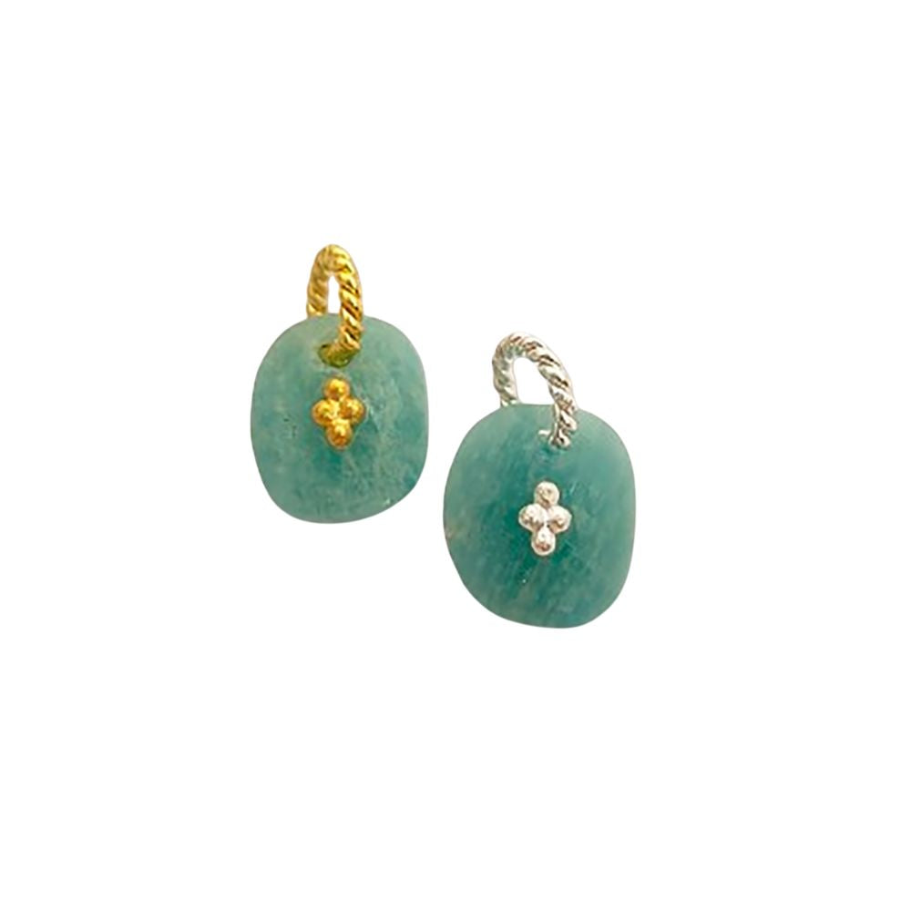 Amazonite Gemstone Pendant Freeform Crystal Jewelry Making Supply Twisted Bail Gold/Silver Plated Boho Necklace Charm