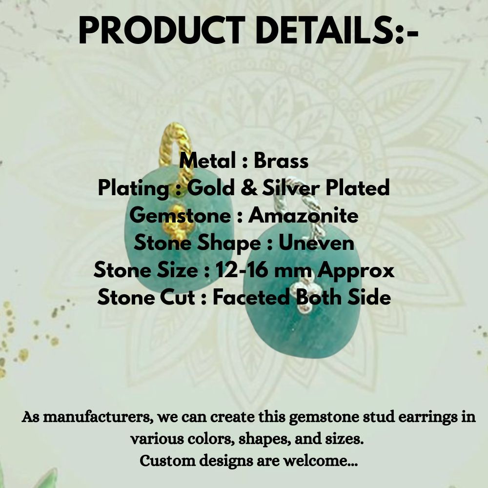 Amazonite Gemstone Pendant Freeform Crystal Jewelry Making Supply Twisted Bail Gold/Silver Plated Boho Necklace Charm