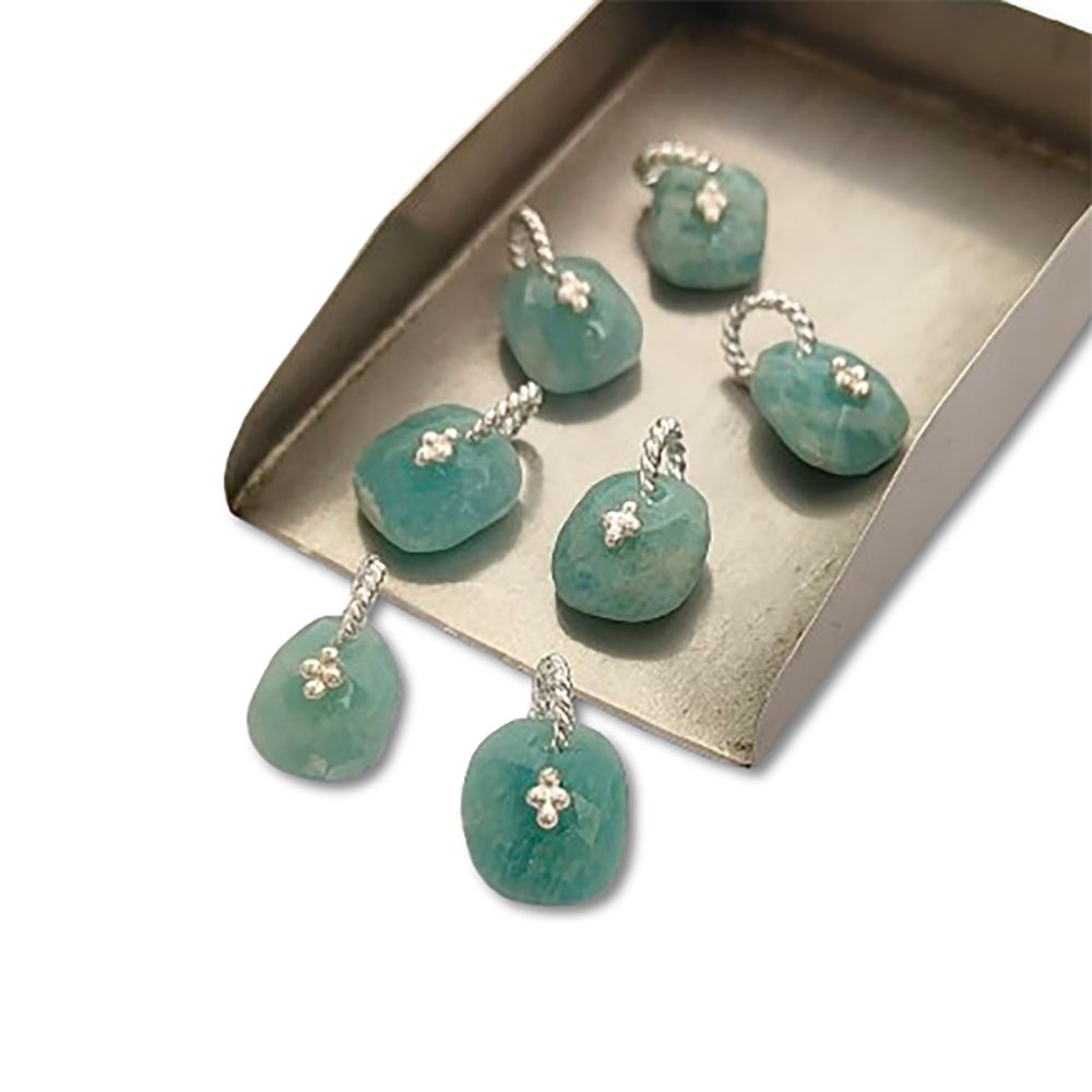 Amazonite Gemstone Pendant Freeform Crystal Jewelry Making Supply Twisted Bail Gold/Silver Plated Boho Necklace Charm