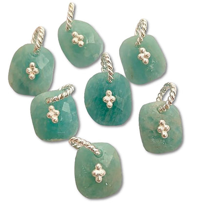 Amazonite Gemstone Pendant Freeform Crystal Jewelry Making Supply Twisted Bail Gold/Silver Plated Boho Necklace Charm