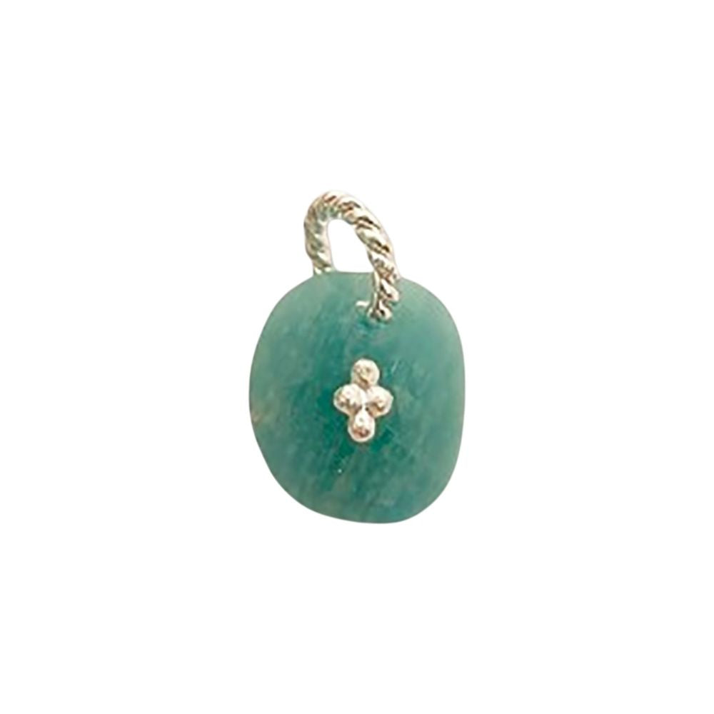 Amazonite Gemstone Pendant Freeform Crystal Jewelry Making Supply Twisted Bail Gold/Silver Plated Boho Necklace Charm