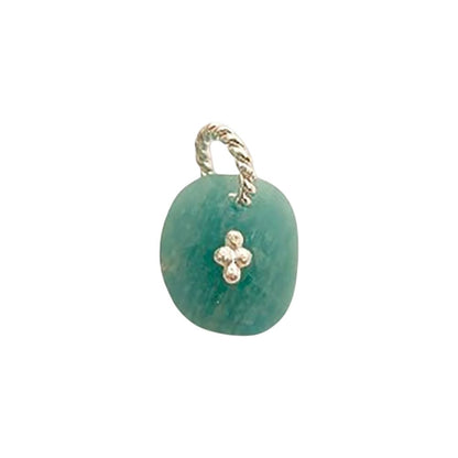 Amazonite Gemstone Pendant Freeform Crystal Jewelry Making Supply Twisted Bail Gold/Silver Plated Boho Necklace Charm