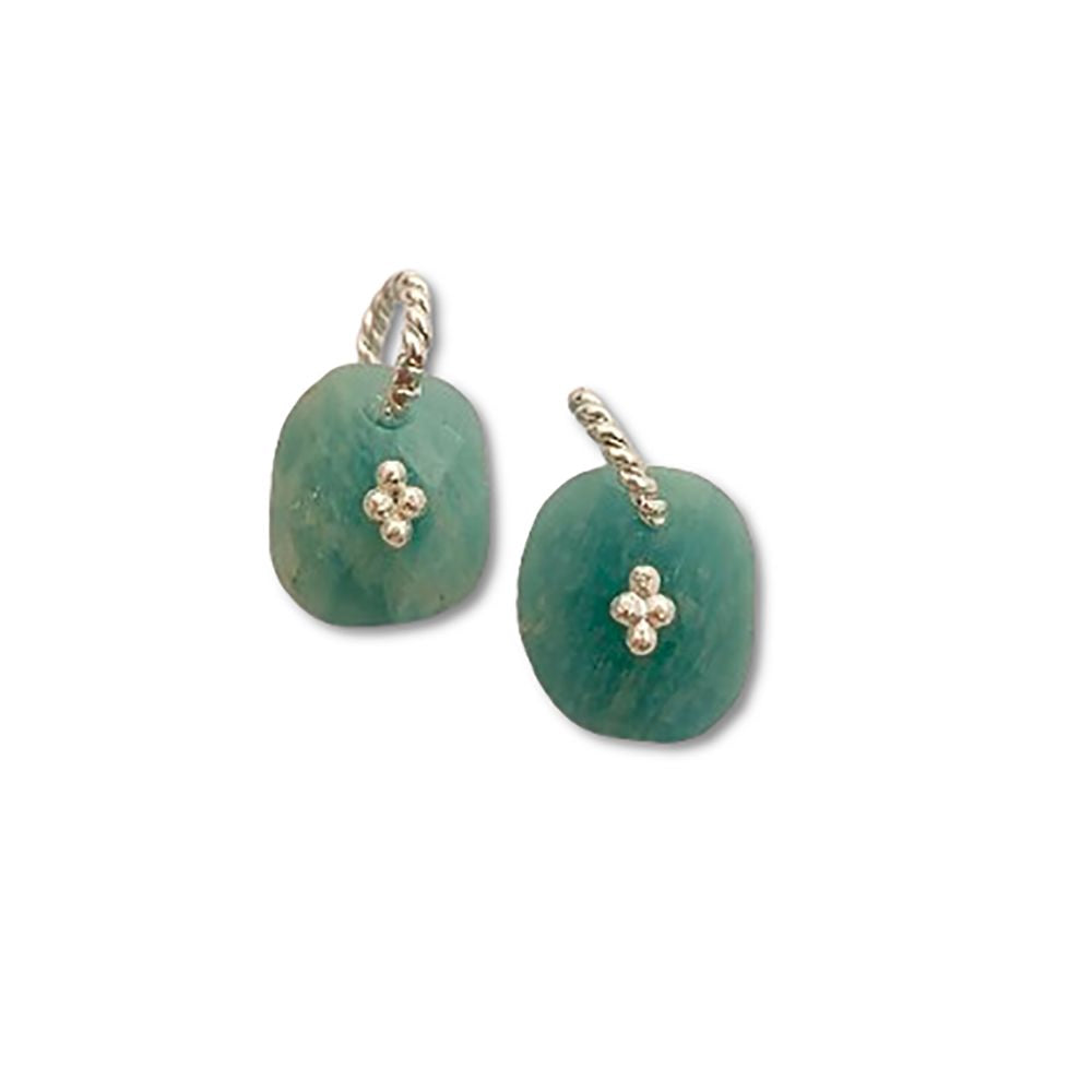 Amazonite Gemstone Pendant Freeform Crystal Jewelry Making Supply Twisted Bail Gold/Silver Plated Boho Necklace Charm