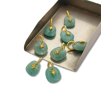 Amazonite Gemstone Pendant Freeform Crystal Jewelry Making Supply Twisted Bail Gold/Silver Plated Boho Necklace Charm
