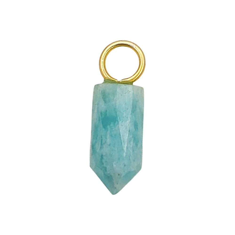 Amazonite Pencil Point Pendant in Gold Plated Sterling Silver 14x6mm Handmade Gemstone Spike Charm, Healing Crystal Necklace Pendant- Selling Per Piece
