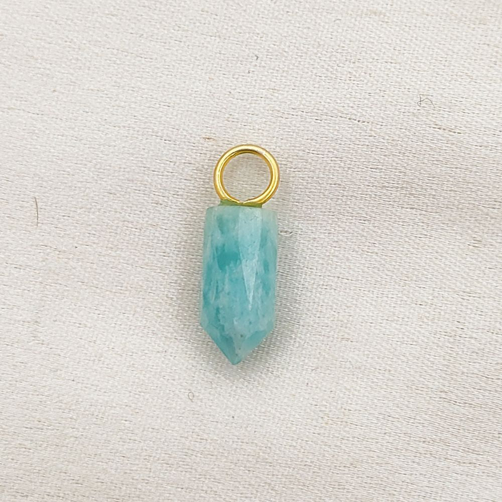 Amazonite Pencil Point Pendant in Gold Plated Sterling Silver 14x6mm Handmade Gemstone Spike Charm, Healing Crystal Necklace Pendant- Selling Per Piece