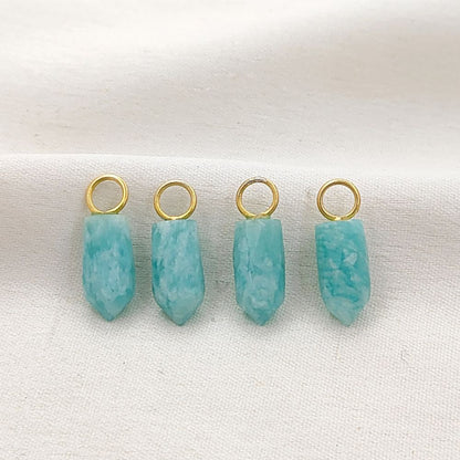 Amazonite Pencil Point Pendant in Gold Plated Sterling Silver 14x6mm Handmade Gemstone Spike Charm, Healing Crystal Necklace Pendant- Selling Per Piece