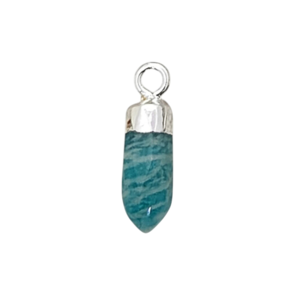 Amazonite Crystal Spike Pendant with Gold or Silver Cap Bohemian Gemstone Necklace Charm
