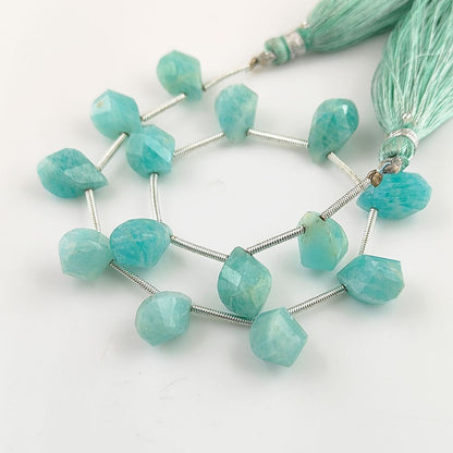 Amazonite Faceted Twisted Briolette Gemstone Beads