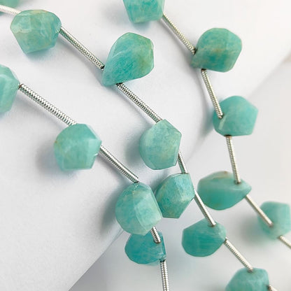 Amazonite Faceted Twisted Briolette Gemstone Beads