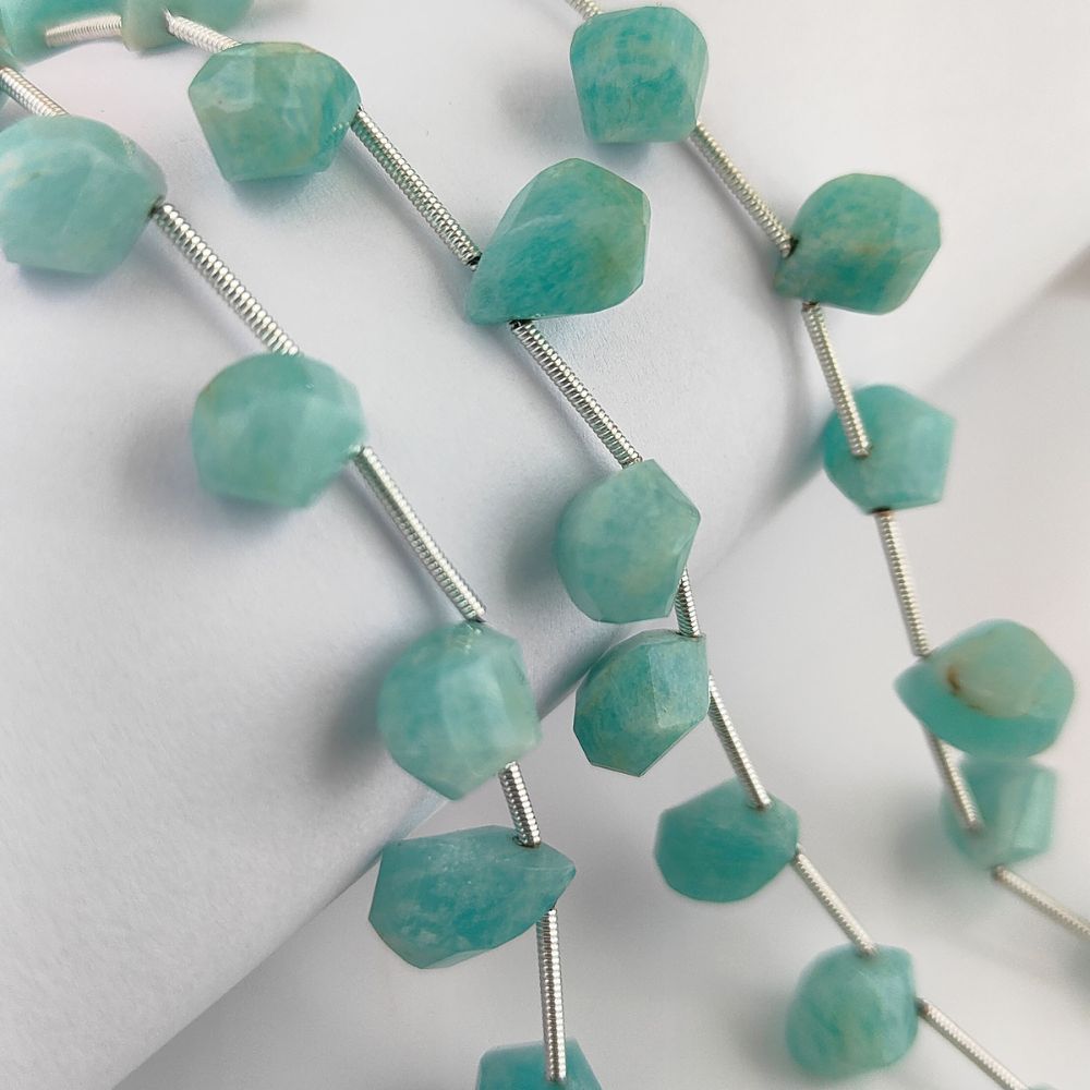 Amazonite Faceted Twisted Briolette Gemstone Beads