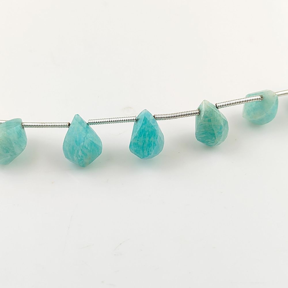 Genuine Amazonite Faceted Beads – Stunning Twisted Briolette Shape