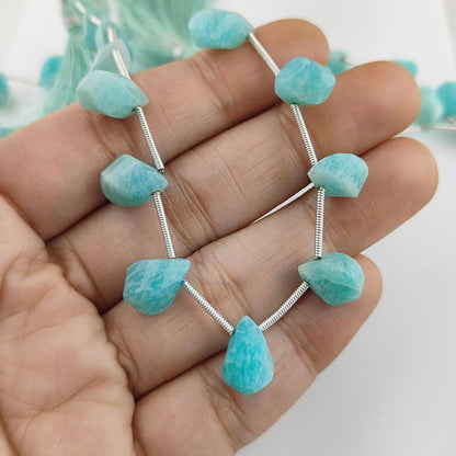 Faceted Amazonite Briolette Beads – Unique Twisted Cut for Sparkling Jewelry