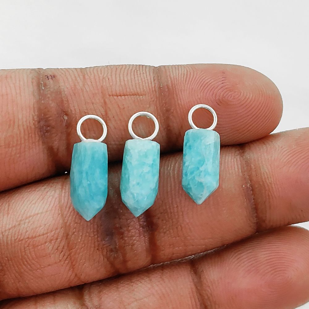 Amazonite Pencil Point Pendant in Gold Plated Sterling Silver 14x6mm Handmade Gemstone Spike Charm, Healing Crystal Necklace Pendant- Selling Per Piece