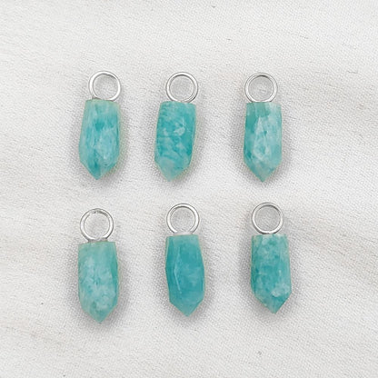 Amazonite Pencil Point Pendant in Gold Plated Sterling Silver 14x6mm Handmade Gemstone Spike Charm, Healing Crystal Necklace Pendant- Selling Per Piece