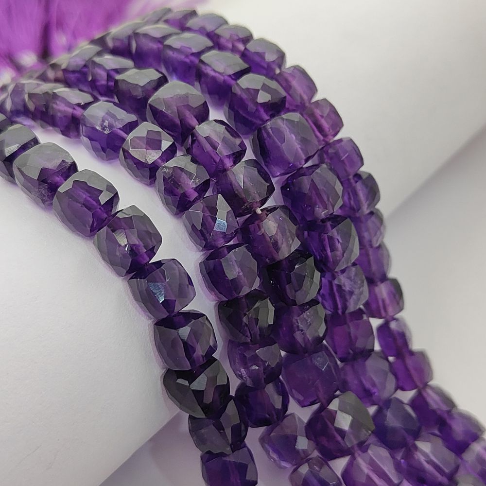 Amethyst Cube Beads Faceted Square Purple Natural Gemstone Beads for DIY Jewelry, Bracelets & Necklaces- Selling Per Strand