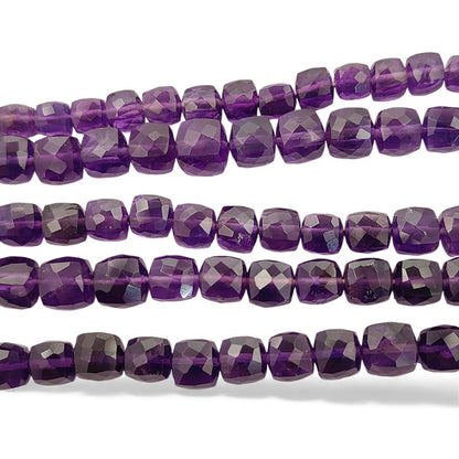 Amethyst Cube Beads Faceted Square Purple Natural Gemstone Beads for DIY Jewelry, Bracelets & Necklaces- Selling Per Strand