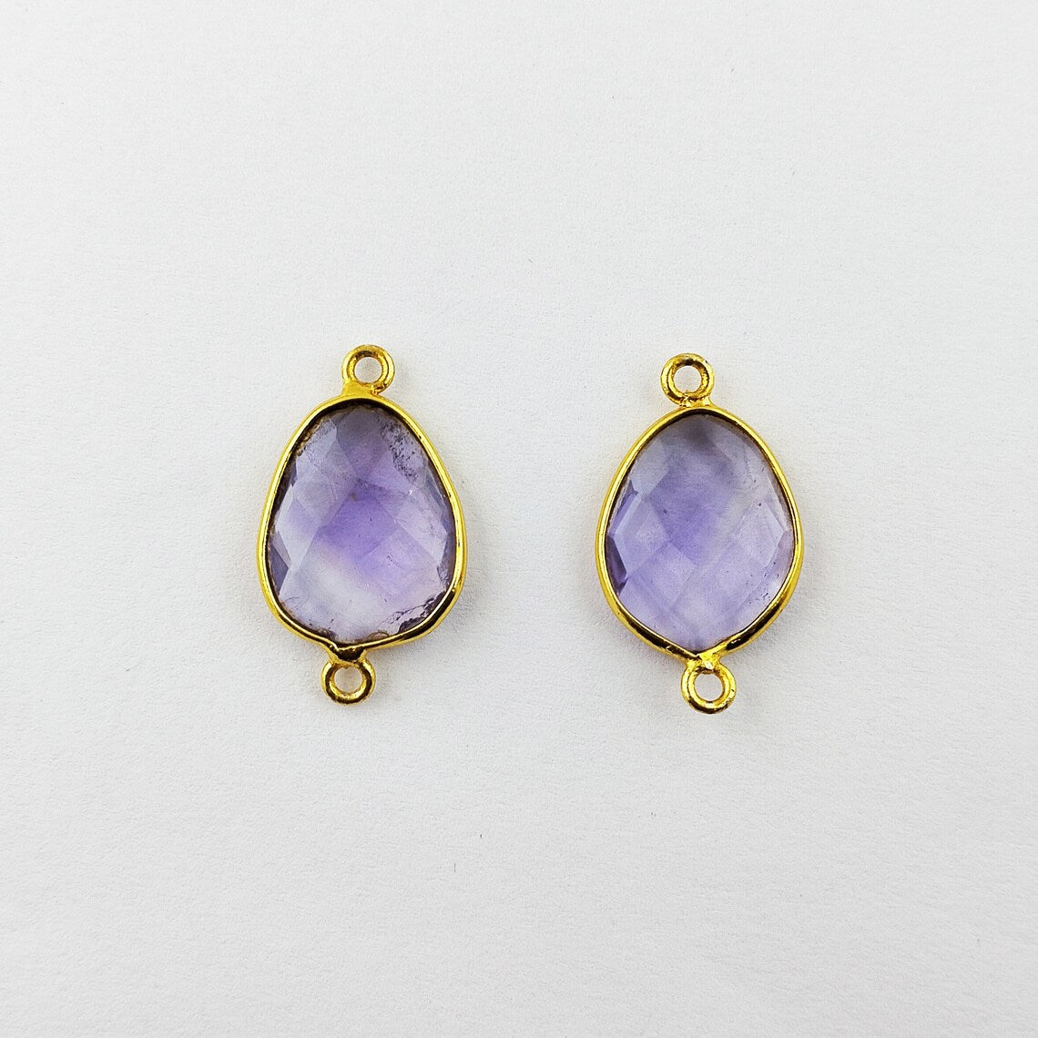 12–15mm Free Form Amethyst Connector Links Gold Plated Purple Gemstone Charms for Bracelets, Necklaces, Earrings & DIY Jewelry- Selling Per Piece