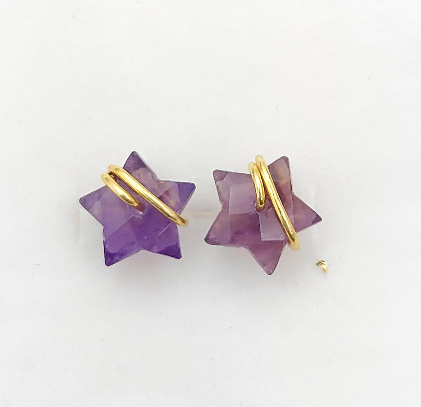 Amethyst Star Stud Earrings 10mm Handmade Gold Plated Sterling Silver Gemstone Studs for Women – Selling Per Pair