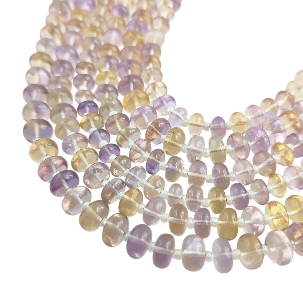 Natural Ametrine Rondelle Beads – Smooth & High Quality