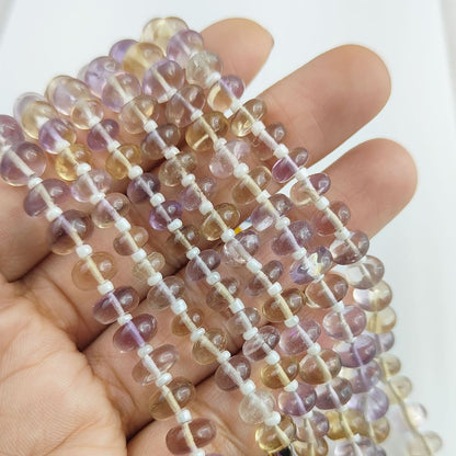 Ametrine Rondelle Beads Smooth Natural Gemstone Strands