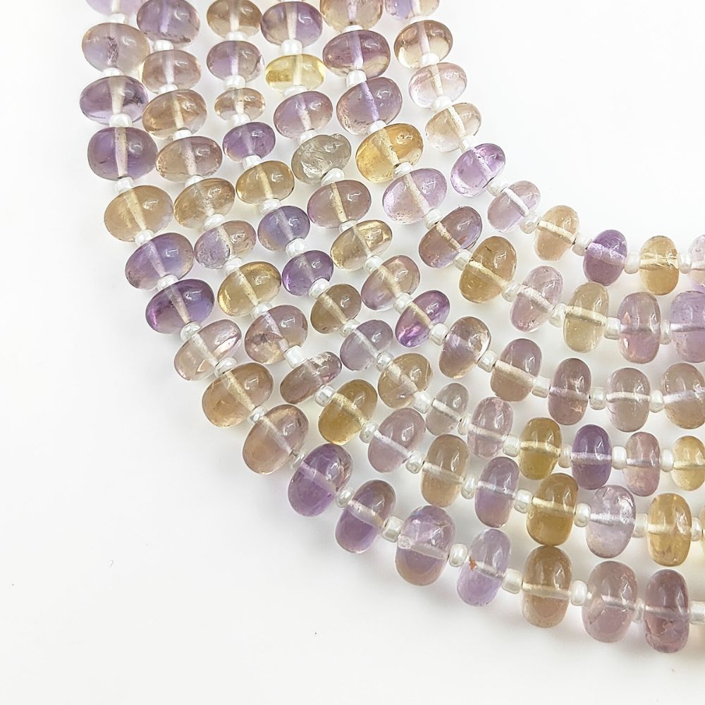 Ametrine Rondelle Beads Smooth Natural Gemstone Strands