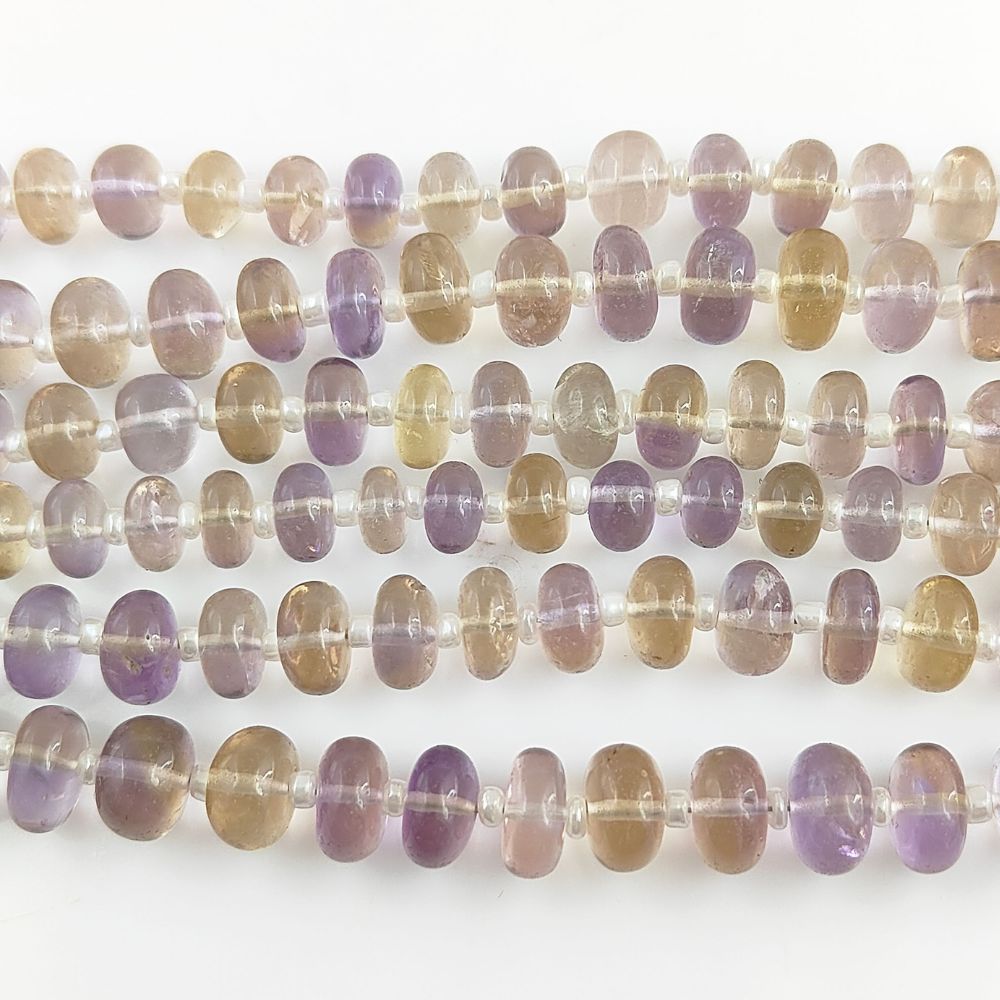 Ametrine Rondelle Beads Smooth Natural Gemstone Strands