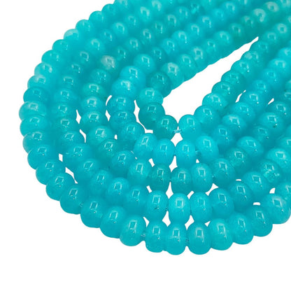 Aqua Chalcedony Rondelle Beads 8mm Smooth Natural Gemstone Loose Bead Strand for Bracelet & Jewelry Making