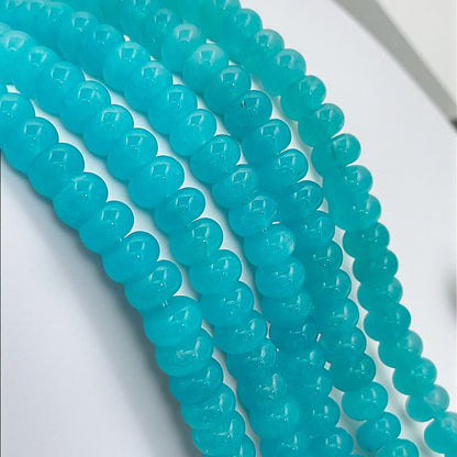 Aqua Chalcedony Rondelle Beads 8mm Smooth Natural Gemstone Loose Bead Strand for Bracelet & Jewelry Making