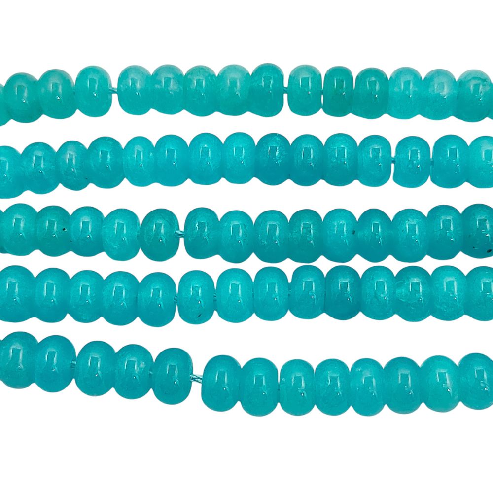 Aqua Chalcedony Rondelle Beads 8mm Smooth Natural Gemstone Loose Bead Strand for Bracelet & Jewelry Making