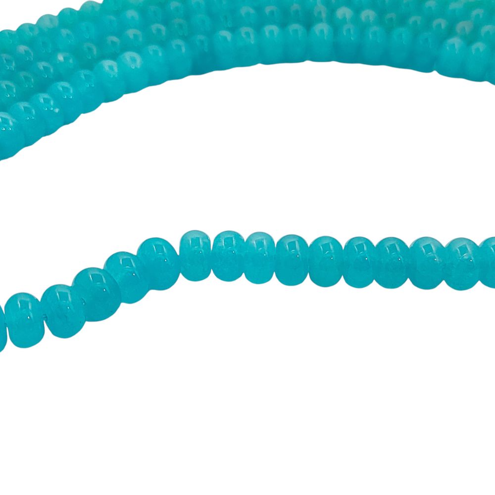 Aqua Chalcedony Rondelle Beads 8mm Smooth Natural Gemstone Loose Bead Strand for Bracelet & Jewelry Making
