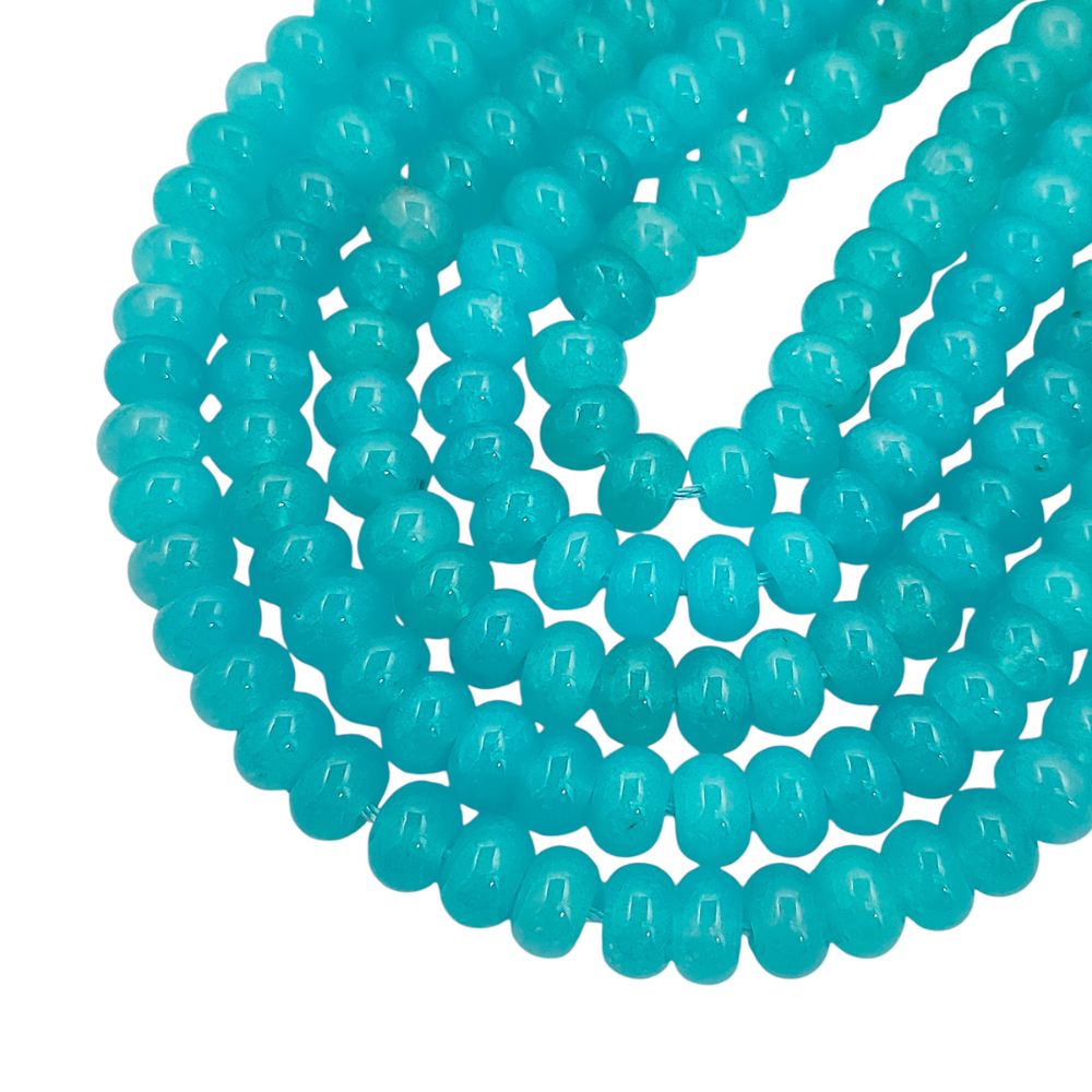 Aqua Chalcedony Rondelle Beads 8mm Smooth Natural Gemstone Loose Bead Strand for Bracelet & Jewelry Making
