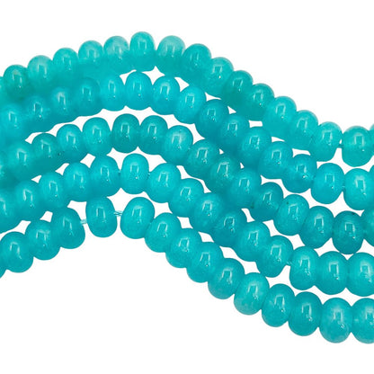 Aqua Chalcedony Rondelle Beads 8mm Smooth Natural Gemstone Loose Bead Strand for Bracelet & Jewelry Making