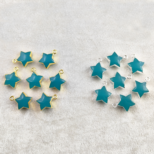 Aqua Chalcedony Star Shape Gemstone Pendant