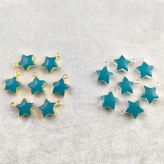 14mm Aqua Chalcedony Star Shape Gemstone Pendant Gold/Silver Electroplated Tiny Minimalist Jewelry-Selling Per Piece