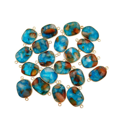 Aqua Terra Jasper Bracelet Connector Uneven Shape Double Loop Gemstone Link for Handmade Jewelry- Selling Per Piece