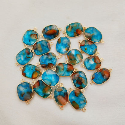 Aqua Terra Jasper Bracelet Connector Uneven Shape Double Loop Gemstone Link for Handmade Jewelry- Selling Per Piece
